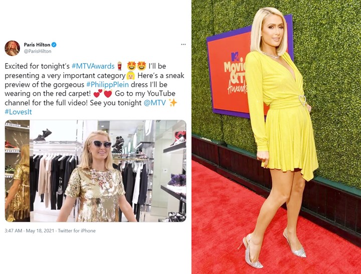 MTV Movie & TV Awards 2021: Paris Hilton Tampil Memukau di Red Carpet, Sempat Saat \'Galau\' Pilih Gaun