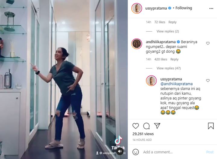 Ussy Sulistiawaty Lemes Joget TikTok Malah Ketahuan Anak, Andhika Pratama Tantang Lakukan Ini