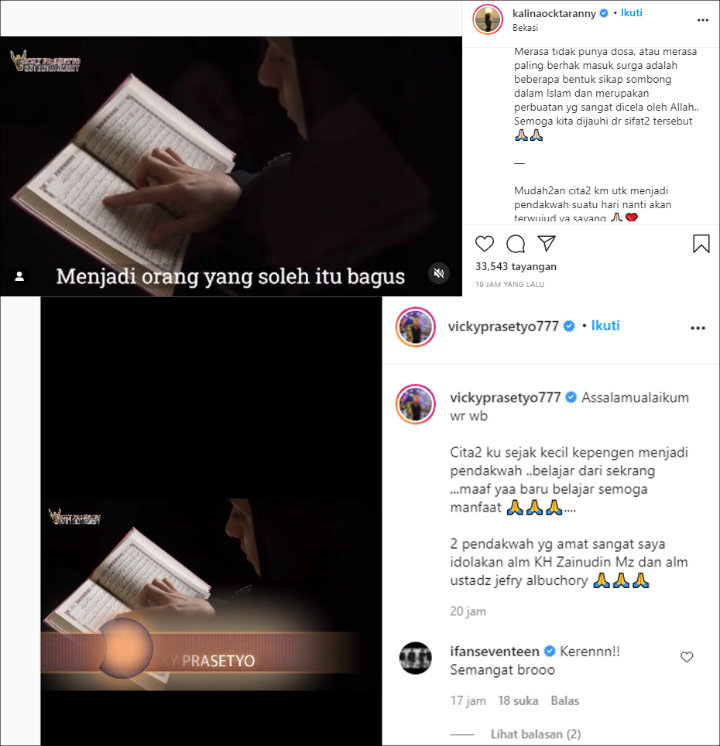 Reaksi Kalina Oktarani Saat Tahu Vicky Prasetyo Ingin Jadi Pendakwah, Sudah Beri Restu?