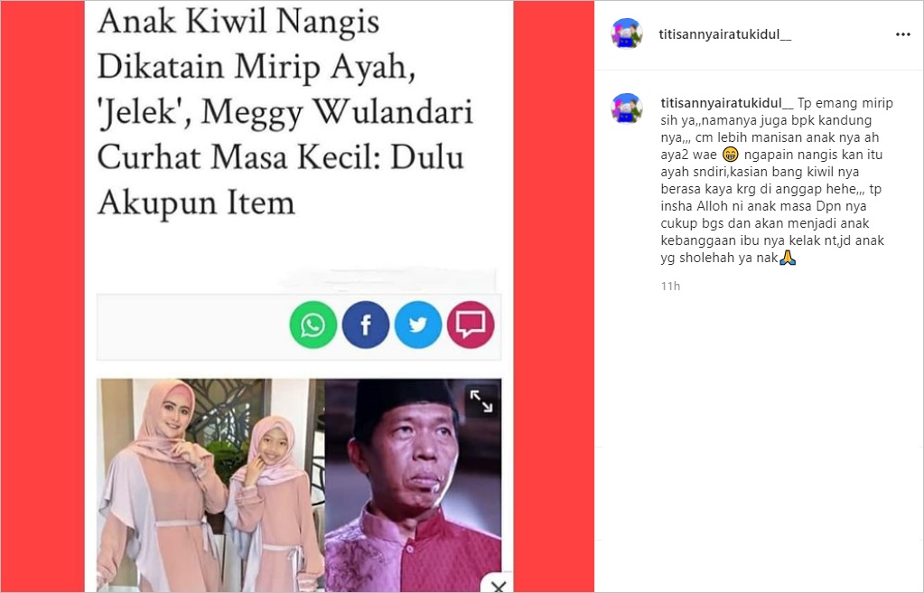 Nangis Karena Disebut Mirip Kiwil, Masa Depan Putri Meggy Wulandari Diterawang Paranormal Kondang