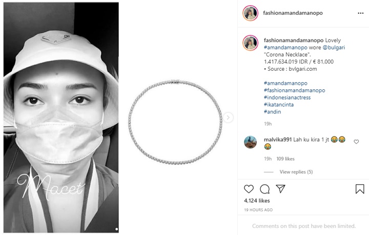 Bikin Pusing, Amanda Manopo Ketahuan Pakai Kalung Corona Mewah Seharga Rp1,4 M
