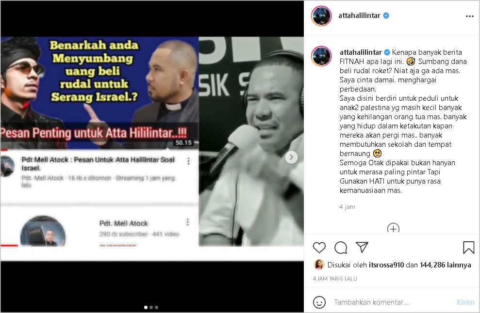 Atta Halilintar Bingung Difitnah Galang Dana untuk Beli Rudal, Aurel Hermansyah Ikut Bereaksi