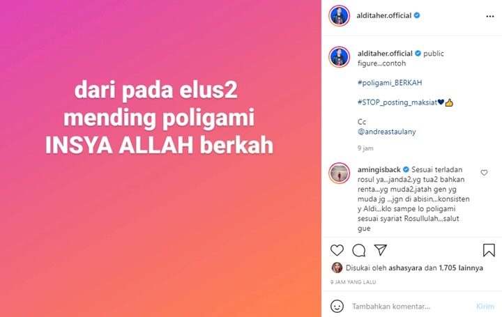 Aldi Taher Mending Poligami Ketimbang Elus-elus, Aming Ngaku Salut