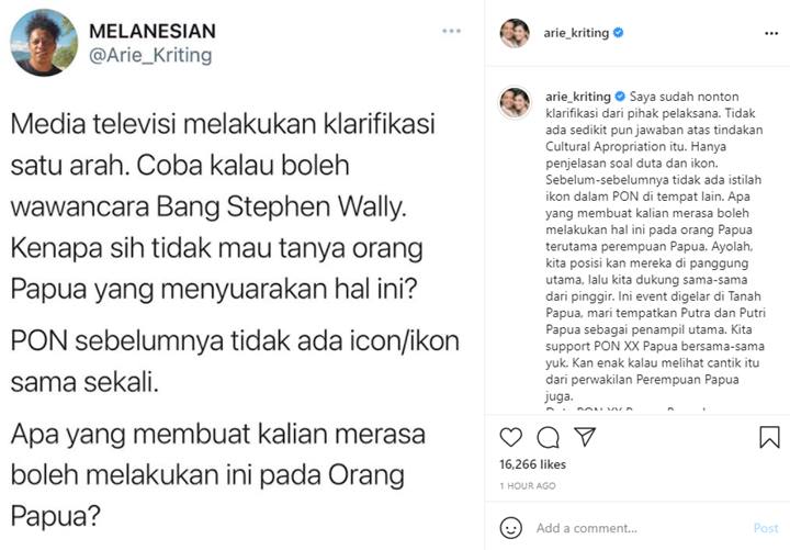 Arie Kriting Tak Merasa Salahkan Raffi-Nagita Soal Ikon PON XX Papua, Ngotot Bilang Gini