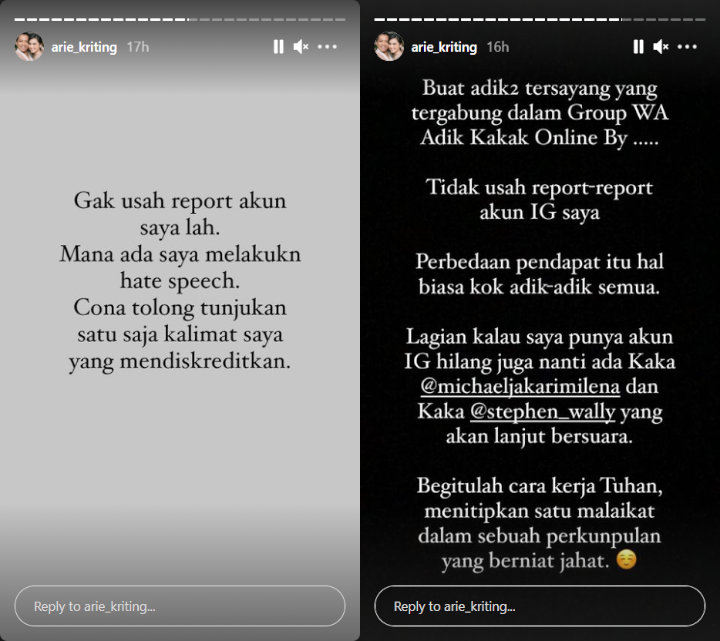 Ramai Ajakan Report Akun IG Arie Kriting, Identitas Pelaku Berhasil Terungkap