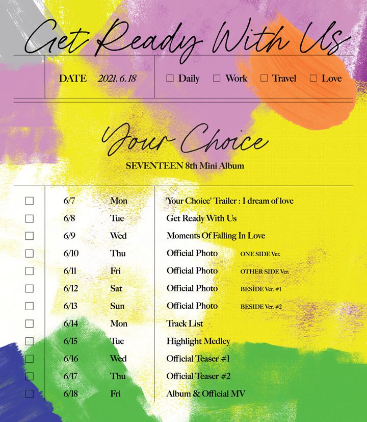 SEVENTEEN Ungkap Teaser Scheduler Warna-warni Jelang Perilisan Album Comeback \'Your Choice\'