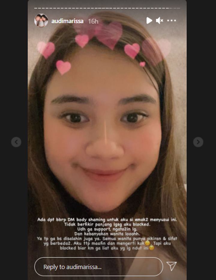 Audi Marissa Kesal Dapat Banyak DM Body Shaming, Heran Mayoritas dari Sesama Wanita