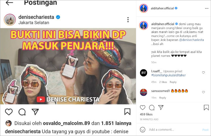 Aldi Taher Tuding Denise Chariesta Ingin Penjarakan Dewi Persik Demi Uang