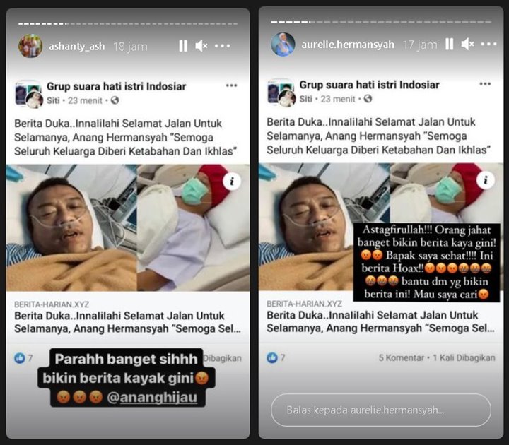 Anang Hermansyah Diberitakan Meninggal Dunia, Aurel Naik Pitam Cari Sang Penyebar Hoaks