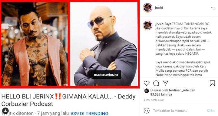 Jerinx SID Beri Jawaban atas Ajakan Deddy Corbuzier Datang ke Podcast