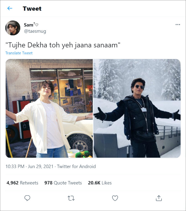 V BTS Pose Ikonik Shah Rukh Khan