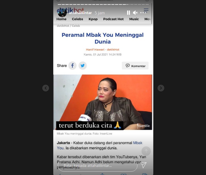 Pernah Diramal Mbak You Tak Setia, Begini Ungkapan Duka Atta Halilintar