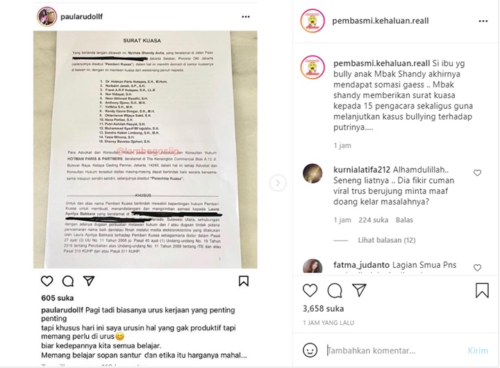 Layangkan Somasi Pada Penghina Anaknya, Shandy Aulia Beri Surat Kuasa Pada 15 Pengacara Sekaligus