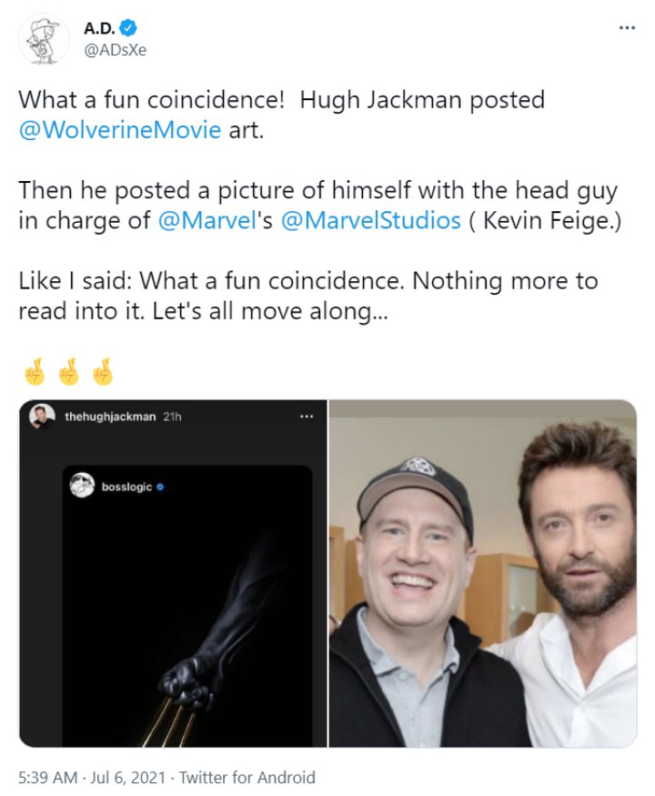 Hugh Jackman Unggah Gambar Cakar \'X-Men\' dan Foto Bareng Kevin Feige, Wolverine Siap Kembali ke MCU?