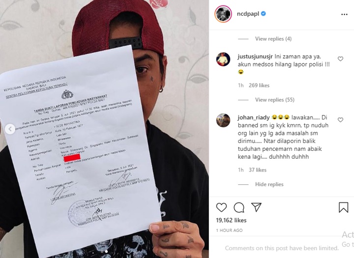 Jerinx SID Ramai Ditertawakan Usai Lapor Polisi Gegara Akun IG Hilang Lagi