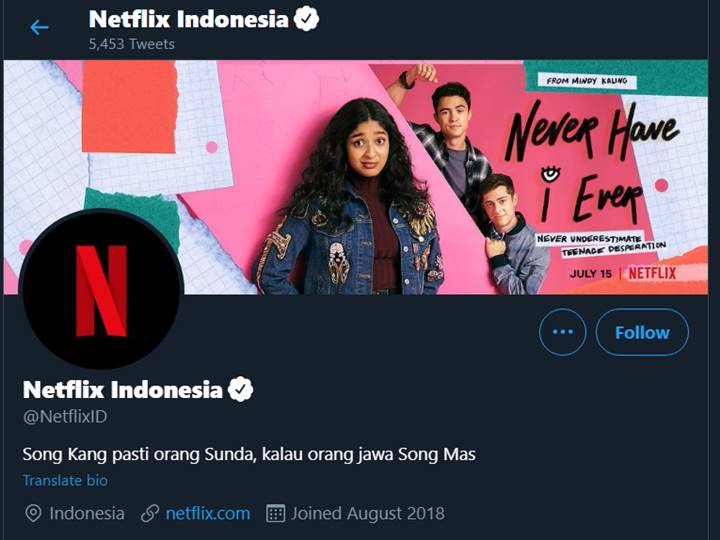 Bio Twitter Netflix Indonesia