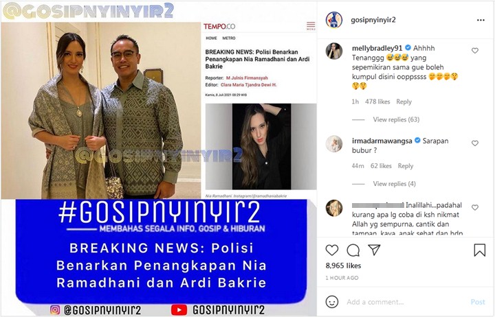 Nia Ramadhani dan Ardi Bakrie Terseret Isu Narkoba, Melly Bradley: Ah Tenang
