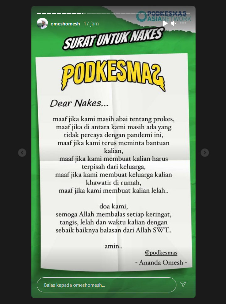 Ananda Omesh Mendadak Minta Maaf Ke Nakes, Kenapa?