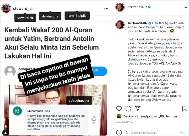 Niat Wakaf Alquran Malah Dipertanyakan Gara-gara Non Muslim, Bertrand Antolin Jawab Telak