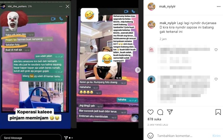 Kiki The Potter\'s Beber \'Bukti\' Nikita Mirzani Pinjam Tas Branded dan Numpang Foto di Kelas Bisnis