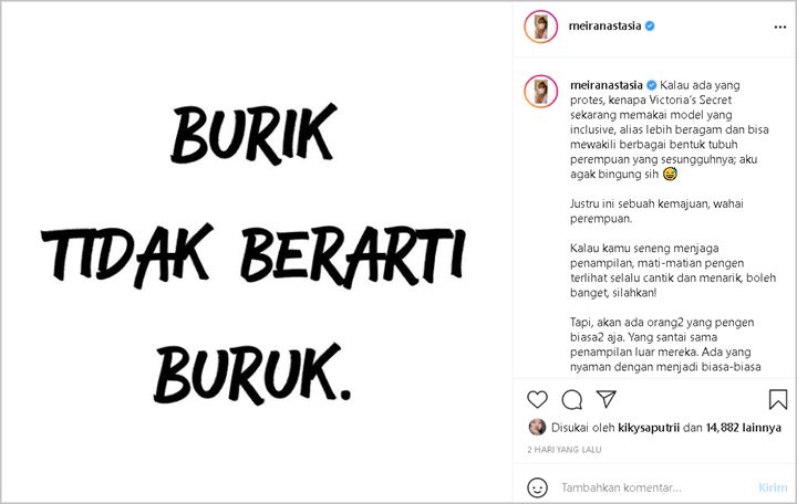 Meira Anastasia Bingung Ada yang Protes dengan Model Baru Victoria\'s Secret: Burik Tak Berarti Buruk