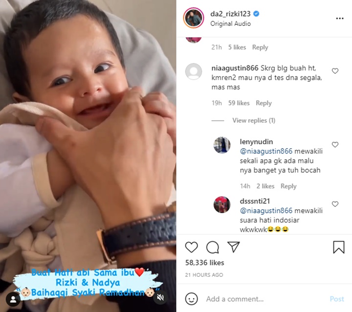 Rizki DA Pamer Video Lucu Sang Anak Sambil Sebut Begini, Langsung Disentil Soal Tes DNA
