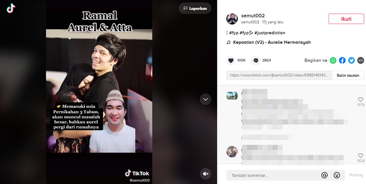 Atta Halilintar Diramal Punya Anak Cowok, Aurel Hermansyah Bakal Kabur dari Rumah?