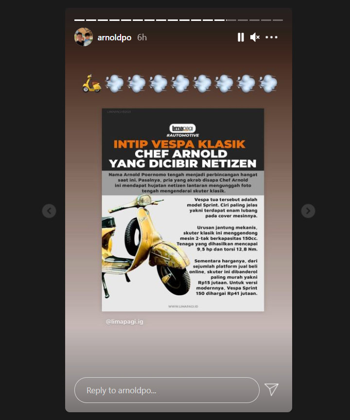 Sempat Dicibir, Chef Arnold Kini Bikin Bingung Gara-gara Pamer Vespa Baru yang Tak Biasa
