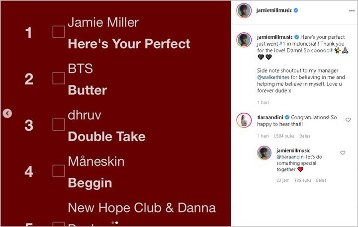 Usai Di-notice, Interaksi Manis Tiara Andini dan Jamie Miller Berbalas Komentar Hebohkan Fans