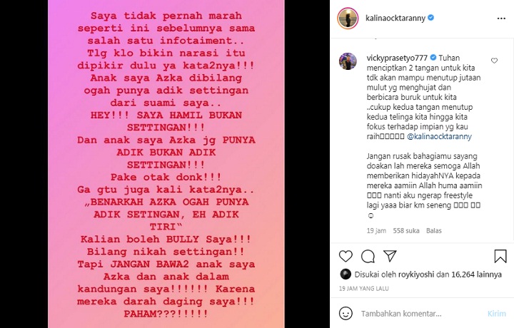 Kalina Oktarani Geram dengan Pemberitaan Miring, Cara Vicky Prasetyo Tenangkan Istri Bikin Adem