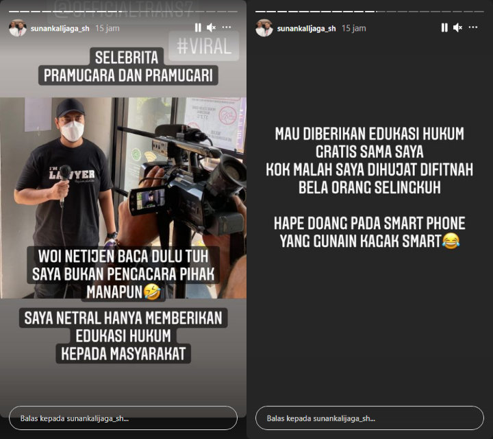 Sunan Kalijaga Tegaskan Hal Ini Usai Dihujat Karena Bela Perselingkuhan Pramugara