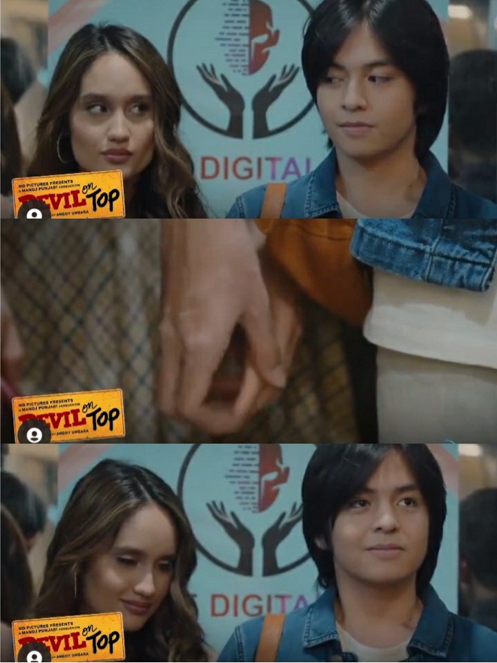cinta dan angga diam-diam gandengan tangan di lift