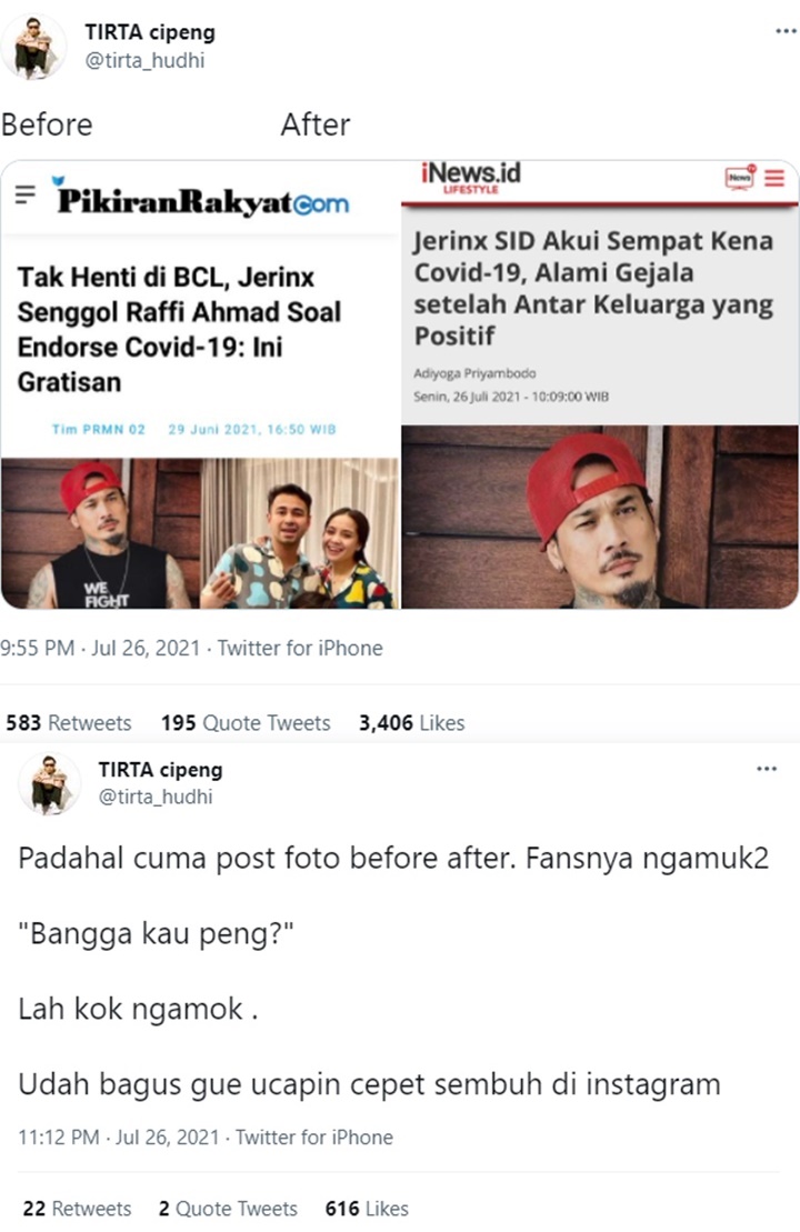 Dokter Tirta Balas Menohok Usai Diamuk Fans Jerinx SID, Nama Raffi Ahmad-BCL Ikut Terseret