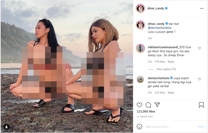 Pamer Foto Seksi Bareng Denise Chariesta, Dinar Candy Kena Tegur Nikita Mirzani Disebut \'Murahan\'