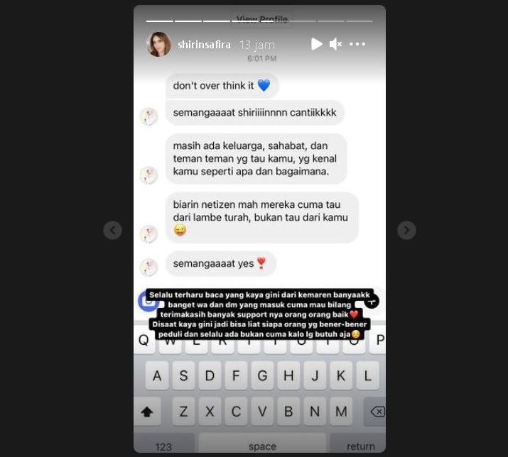 Banjir Pesan Dukungan di DM Hingga WA, Shirin Safira Terharu Singgung Orang Baik dan Peduli