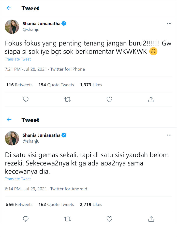 Pacaran, Begini Reaksi Shania eks JKT48 Saksikan Jonatan Christie Kalah di Olimpiade Tokyo