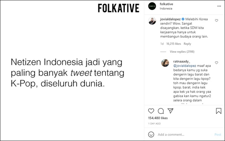 Jovial Da Lopez Tuai Kecaman Usai Kritik Orang Indonesia Lebih Suka Budaya Korea