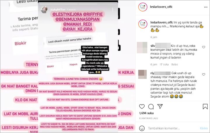 Istighfar, Rizky Billar Balas Cerdas Kado Mobil Buat Lesty Dituduh Endorse Sampai Dibandingkan Aurel