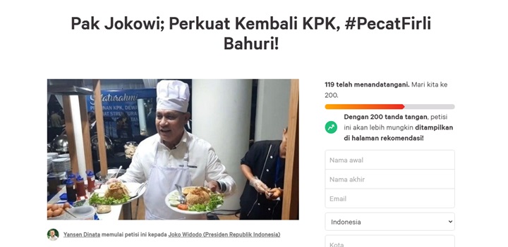 Petisi Pecat Firli