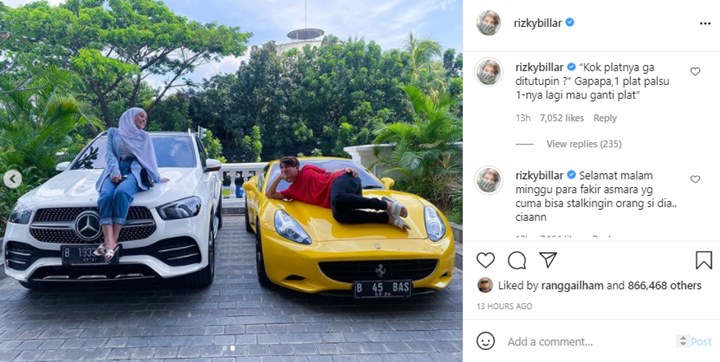 Rizky Billar Akui Ada Beda Frekuensi dengan Lesti Kejora, Plat Mobil Disorot