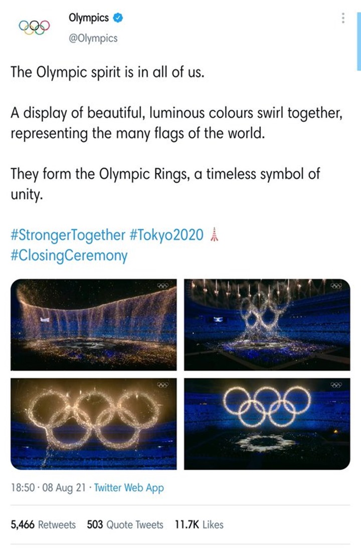 Penutupan Olimpiade Tokyo Jadi Trending Topic, Parade Logo 3D Sukses Pukau Penonton
