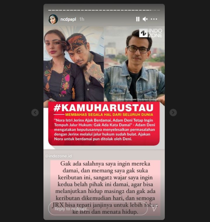 Muak Berharap, Nora Alexandra Ingin Jerinx SID Tepati Janji