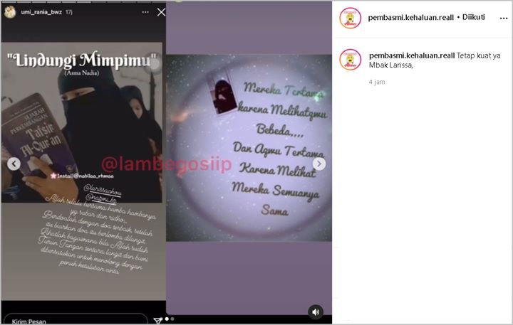 Larissa Chou Dapat Pesan dari Istri Kedua Mendiang Ustaz Arifin Ilham: Berdoalah dengan Doa Terbaik