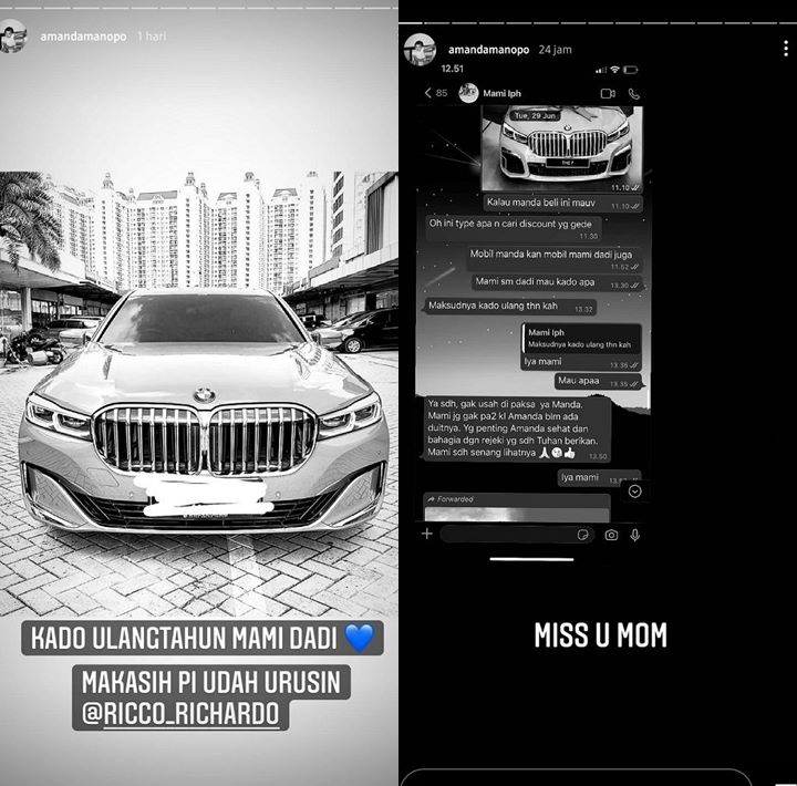 Amanda Manopo Beri Kado Ultah Mobil Mewah untuk Mendiang Ibunda, Kenangan Chat Penuh Haru
