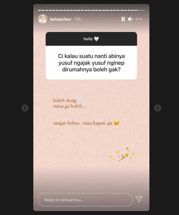Larissa Chou Izinkan Yusuf Menginap di Rumah Alvin Faiz