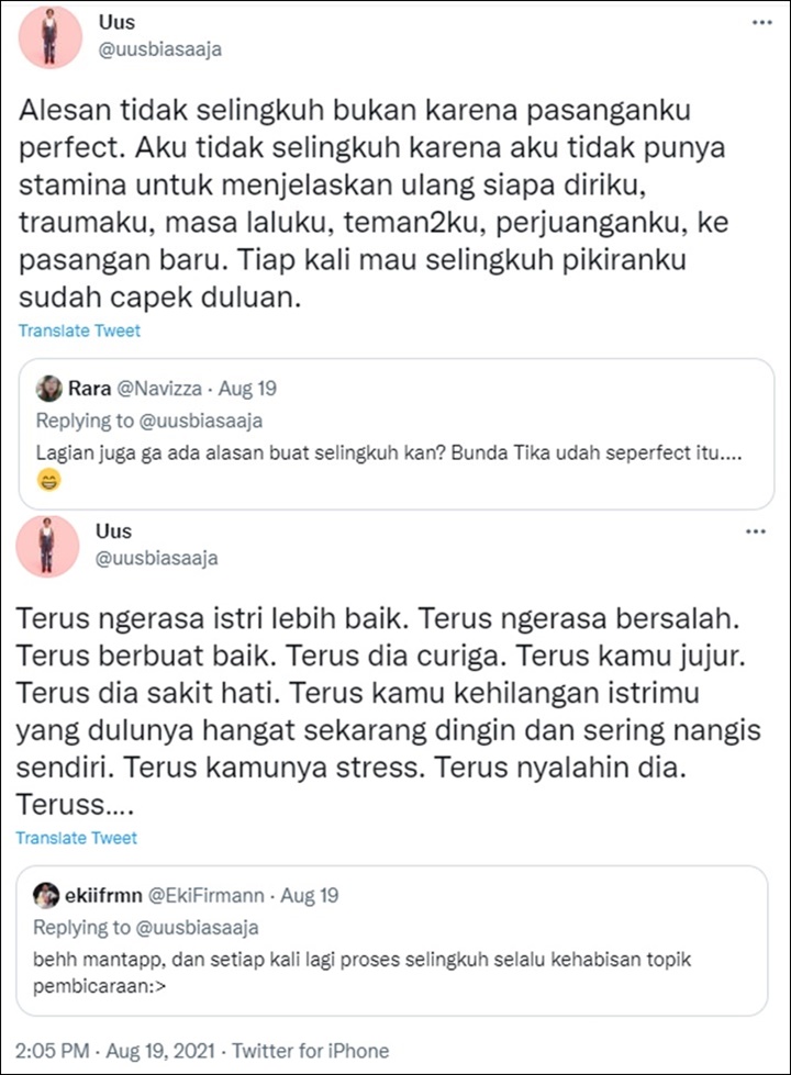Ogah Capek Jadi Alasan Uus Tak Mau Selingkuhi Istri, Penjelasannya Disebut Mewakili Netter