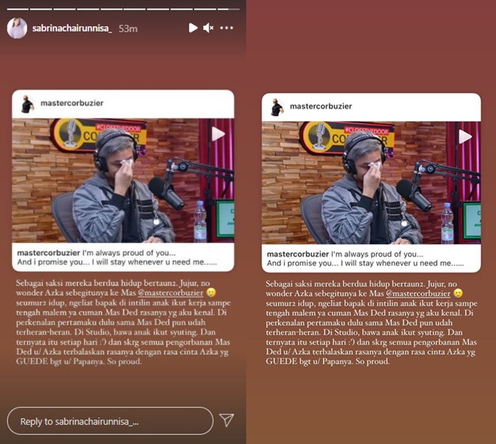 Sempat Heran, Sabrina Chairunnisa: Pengorbanan Deddy Corbuzier untuk Azka Terbalaskan