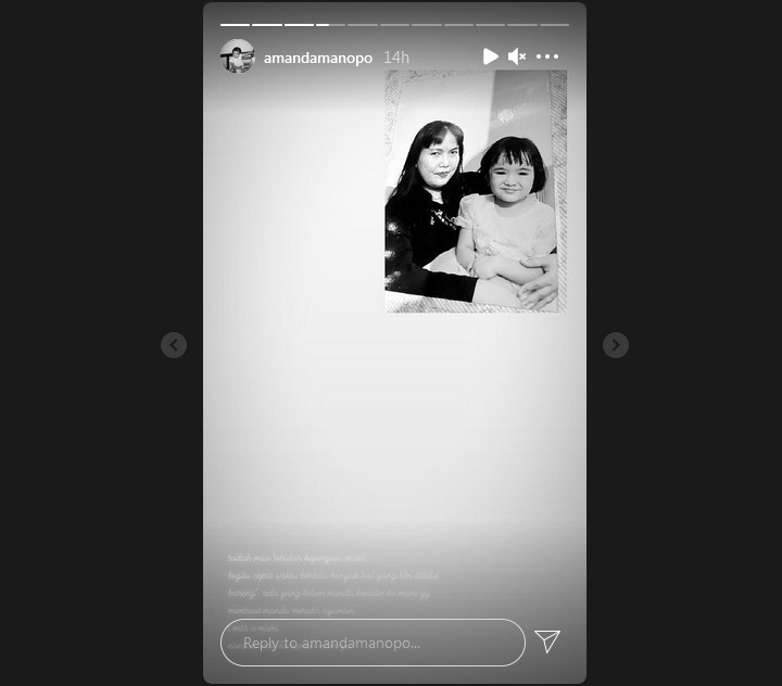 Sebulan Kepergian Ibunda, Amanda Manopo Sedih Belum Sempat Kenalkan Sosok yang Buat Dirinya Nyaman