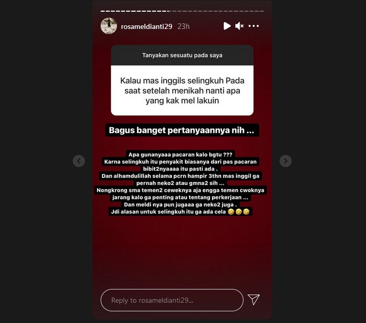  Ditanya Soal Kemungkinan Diselingkuhi Inggil Usai Menikah, Rosa Meldianti Jawab Santai Begini