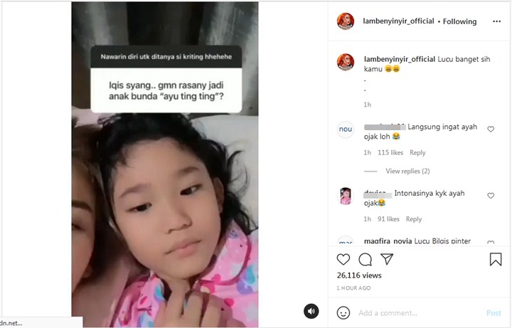 Ditanya Soal Rasanya Jadi Anak Ayu Ting Ting, Gaya Bicara Bilqis Disorot Disebut Mirip Abdul Rozak